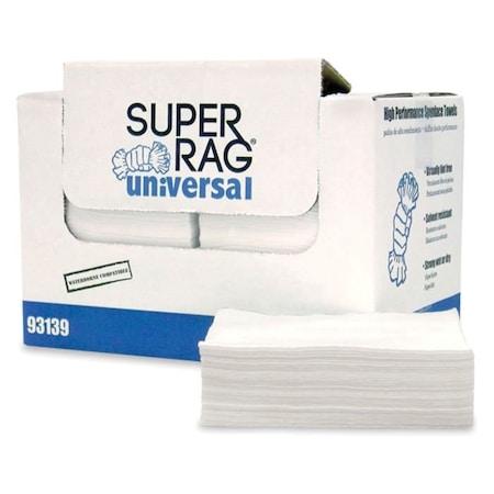 Mercantile Development SUPER RAG UNIVERSAL HIGH PERFORMANCE, WHITE PREP TOWEL, 13X16, 1/4FOLD, 300PK 93139